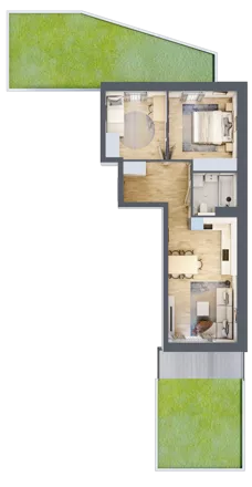 3 pokoje, mieszkanie 51,77 m², parter, oferta nr A2.0/5, Osiedle Pod Jeleniami, Jelenia Góra, Śródmieście, ul. Kadetów 2