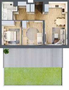 3 pokoje, mieszkanie 60,05 m², parter, oferta nr A2.0/6, Osiedle Pod Jeleniami, Jelenia Góra, Śródmieście, ul. Kadetów 2