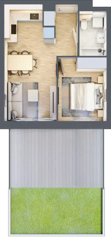 2 pokoje, mieszkanie 35,16 m², parter, oferta nr A2.0/3, Osiedle Pod Jeleniami, Jelenia Góra, Śródmieście, ul. Kadetów 2
