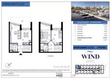 3 pokoje, apartament inwestycyjny 60,44 m², piętro 2, oferta nr A.2.01, Wind Yacht Resort, Wiślinka, ul. Piaskowa 1-3