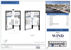 3 pokoje, apartament inwestycyjny 60,41 m², piętro 2, oferta nr A.2.14, Wind Yacht Resort, Wiślinka, ul. Piaskowa 1-3