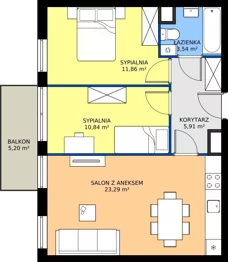 3 pokoje, mieszkanie 55,44 m², piętro 1, oferta nr C8, Jodłowicka 5, Wrocław, Maślice, Stabłowice, ul. Jodłowicka 5