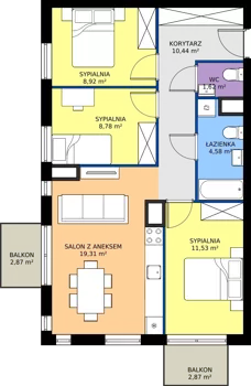 4 pokoje, mieszkanie 65,18 m², piętro 4, oferta nr A29, Jodłowicka 5, Wrocław, Maślice, Stabłowice, ul. Jodłowicka 5