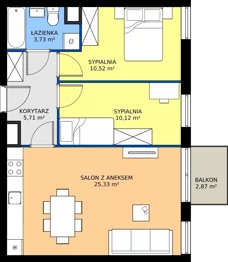 3 pokoje, mieszkanie 55,41 m², piętro 2, oferta nr A19, Jodłowicka 5, Wrocław, Maślice, Stabłowice, ul. Jodłowicka 5