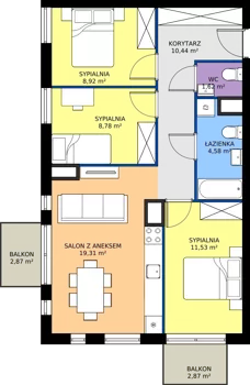 4 pokoje, mieszkanie 65,18 m², piętro 1, oferta nr A8, Jodłowicka 5, Wrocław, Maślice, Stabłowice, ul. Jodłowicka 5