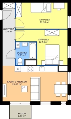 3 pokoje, mieszkanie 58,18 m², piętro 4, oferta nr C33, Jodłowicka 5, Wrocław, Maślice, Stabłowice, ul. Jodłowicka 5