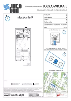 1 pokój, mieszkanie 36,00 m², piętro 1, oferta nr B9, Jodłowicka 5, Wrocław, Maślice, Stabłowice, ul. Jodłowicka 5