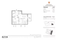 2 pokoje, mieszkanie 42,41 m², piętro 2, oferta nr B2.25, Kamienice Pruszczańskie, Pruszcz Gdański, ul. Grunwaldzka 71B, 71D