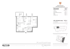3 pokoje, mieszkanie 48,25 m², piętro 1, oferta nr B2.21, Kamienice Pruszczańskie, Pruszcz Gdański, ul. Grunwaldzka 71B, 71D
