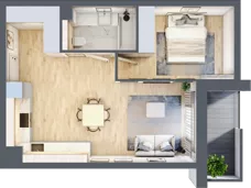 2 pokoje, mieszkanie 43,00 m², piętro 1, oferta nr B042, Grunwald Między Drzewami 2, Poznań, Grunwald, Grunwald Południe, ul. Smardzewska / Unii Europejskiej