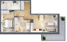 3 pokoje, mieszkanie 55,54 m², piętro 2, oferta nr A08, Osiedle Startowe, Wrocław, Psie Pole-Zawidawie, Zakrzów, ul. Zatorska / al. Sobieskiego