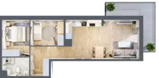 3 pokoje, mieszkanie 56,36 m², piętro 3, oferta nr D15, Osiedle Startowe, Wrocław, Psie Pole-Zawidawie, Zakrzów, ul. Zatorska / al. Sobieskiego