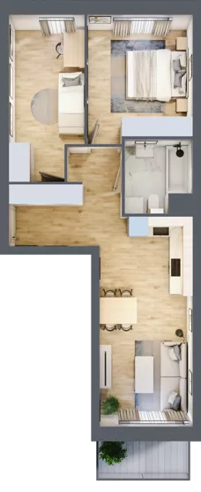 3 pokoje, mieszkanie 55,22 m², piętro 1, oferta nr E05, Osiedle Startowe, Wrocław, Psie Pole-Zawidawie, Zakrzów, ul. Zatorska / al. Sobieskiego