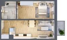 2 pokoje, mieszkanie 44,57 m², piętro 3, oferta nr B11, Osiedle Startowe, Wrocław, Psie Pole-Zawidawie, Zakrzów, ul. Zatorska / al. Sobieskiego