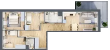4 pokoje, mieszkanie 66,61 m², piętro 3, oferta nr B12, Osiedle Startowe, Wrocław, Psie Pole-Zawidawie, Zakrzów, ul. Zatorska / al. Sobieskiego