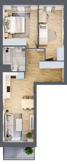 3 pokoje, mieszkanie 55,22 m², piętro 1, oferta nr F01, Osiedle Startowe, Wrocław, Psie Pole-Zawidawie, Zakrzów, ul. Zatorska / al. Sobieskiego