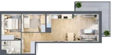 3 pokoje, mieszkanie 56,26 m², piętro 1, oferta nr D05, Osiedle Startowe, Wrocław, Psie Pole-Zawidawie, Zakrzów, ul. Zatorska / al. Sobieskiego