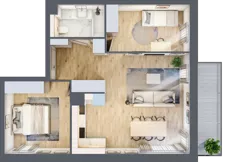 3 pokoje, mieszkanie 59,15 m², piętro 2, oferta nr C102, Grunwald Między Drzewami 3, Poznań, Grunwald, Grunwald Południe, ul. Unii Europejskiej / Smardzewska