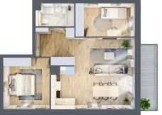 3 pokoje, mieszkanie 59,15 m², piętro 1, oferta nr C092, Grunwald Między Drzewami 3, Poznań, Grunwald, Grunwald Południe, ul. Unii Europejskiej / Smardzewska