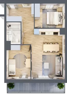 3 pokoje, mieszkanie 55,98 m², piętro 1, oferta nr D137, Grunwald Między Drzewami 3, Poznań, Grunwald, Grunwald Południe, ul. Unii Europejskiej / Smardzewska