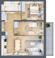 3 pokoje, mieszkanie 61,01 m², piętro 2, oferta nr E186, Grunwald Między Drzewami 3, Poznań, Grunwald, Grunwald Południe, ul. Unii Europejskiej / Smardzewska