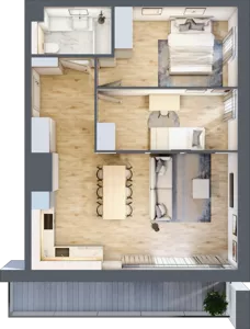 3 pokoje, mieszkanie 64,47 m², piętro 5, oferta nr E201, Grunwald Między Drzewami 3, Poznań, Grunwald, Grunwald Południe, ul. Unii Europejskiej / Smardzewska