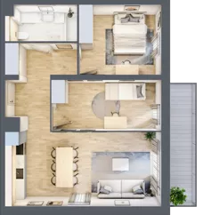 3 pokoje, mieszkanie 61,01 m², piętro 1, oferta nr E178, Grunwald Między Drzewami 3, Poznań, Grunwald, Grunwald Południe, ul. Unii Europejskiej / Smardzewska