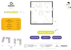 2 pokoje, mieszkanie 45,01 m², piętro 1, oferta nr 31.28, Osiedle Ozon - Etap VII, Kraków, Prądnik Biały, Górka Narodowa, ul. Stefana Banacha/ul. Fryderyka Schillinga