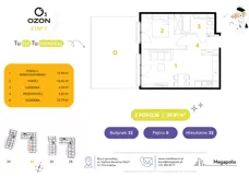 2 pokoje, mieszkanie 39,85 m², parter, oferta nr 33.32, Osiedle Ozon - Etap VII, Kraków, Prądnik Biały, Górka Narodowa, ul. Stefana Banacha/ul. Fryderyka Schillinga