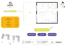 2 pokoje, mieszkanie 43,23 m², parter, oferta nr 34.32, Osiedle Ozon - Etap VII, Kraków, Prądnik Biały, Górka Narodowa, ul. Stefana Banacha/ul. Fryderyka Schillinga