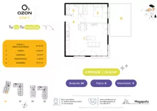 2 pokoje, mieszkanie 53,51 m², parter, oferta nr 4.34, Osiedle Ozon - Etap VII, Kraków, Prądnik Biały, Górka Narodowa, ul. Stefana Banacha/ul. Fryderyka Schillinga