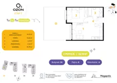 2 pokoje, mieszkanie 35,05 m², piętro 2, oferta nr 32.34, Osiedle Ozon - Etap VII, Kraków, Prądnik Biały, Górka Narodowa, ul. Stefana Banacha/ul. Fryderyka Schillinga