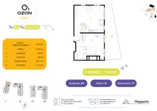 2 pokoje, mieszkanie 74,78 m², parter, oferta nr 11.34, Osiedle Ozon - Etap VII, Kraków, Prądnik Biały, Górka Narodowa, ul. Stefana Banacha/ul. Fryderyka Schillinga