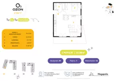 2 pokoje, mieszkanie 53,54 m², piętro 1, oferta nr 15.34, Osiedle Ozon - Etap VII, Kraków, Prądnik Biały, Górka Narodowa, ul. Stefana Banacha/ul. Fryderyka Schillinga
