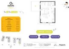 3 pokoje, mieszkanie 62,49 m², parter, oferta nr 23.28, Osiedle Ozon - Etap VII, Kraków, Prądnik Biały, Górka Narodowa, ul. Stefana Banacha/ul. Fryderyka Schillinga