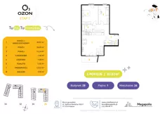 3 pokoje, mieszkanie 82,69 m², piętro 1, oferta nr 26.28, Osiedle Ozon - Etap VII, Kraków, Prądnik Biały, Górka Narodowa, ul. Stefana Banacha/ul. Fryderyka Schillinga