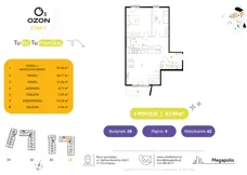 3 pokoje, mieszkanie 82,67 m², piętro 4, oferta nr 62.28, Osiedle Ozon - Etap VII, Kraków, Prądnik Biały, Górka Narodowa, ul. Stefana Banacha/ul. Fryderyka Schillinga