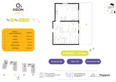 3 pokoje, mieszkanie 65,55 m², parter, oferta nr 26.32, Osiedle Ozon - Etap VII, Kraków, Prądnik Biały, Górka Narodowa, ul. Stefana Banacha/ul. Fryderyka Schillinga