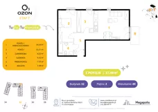 3 pokoje, mieszkanie 57,58 m², piętro 2, oferta nr 49.32, Osiedle Ozon - Etap VII, Kraków, Prądnik Biały, Górka Narodowa, ul. Stefana Banacha/ul. Fryderyka Schillinga