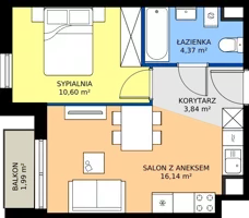 2 pokoje, mieszkanie 34,95 m², piętro 1, oferta nr M2013, Osiedle Ozon - Etap VIII, Kraków, Prądnik Biały, Górka Narodowa, ul. Stefana Banacha/ul. Fryderyka Schillinga
