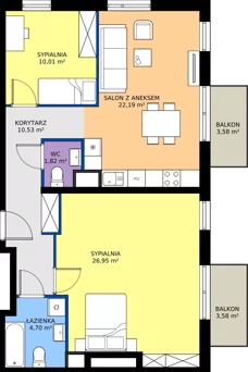 4 pokoje, mieszkanie 76,20 m², piętro 1, oferta nr M2015, Osiedle Ozon - Etap VIII, Kraków, Prądnik Biały, Górka Narodowa, ul. Stefana Banacha/ul. Fryderyka Schillinga