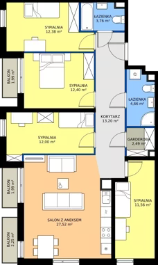 5 pokoi, mieszkanie 99,97 m², piętro 4, oferta nr M2035, Osiedle Ozon - Etap VIII, Kraków, Prądnik Biały, Górka Narodowa, ul. Stefana Banacha/ul. Fryderyka Schillinga