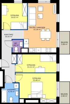 4 pokoje, mieszkanie 75,94 m², piętro 4, oferta nr M2039, Osiedle Ozon - Etap VIII, Kraków, Prądnik Biały, Górka Narodowa, ul. Stefana Banacha/ul. Fryderyka Schillinga