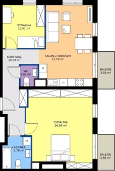 4 pokoje, mieszkanie 76,34 m², piętro 2, oferta nr M2023, Osiedle Ozon - Etap VIII, Kraków, Prądnik Biały, Górka Narodowa, ul. Stefana Banacha/ul. Fryderyka Schillinga