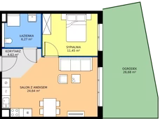 2 pokoje, mieszkanie 46,99 m², parter, oferta nr M2001, Osiedle Ozon - Etap VIII, Kraków, Prądnik Biały, Górka Narodowa, ul. Stefana Banacha/ul. Fryderyka Schillinga