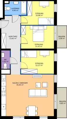 4 pokoje, mieszkanie 91,44 m², piętro 1, oferta nr M2010, Osiedle Ozon - Etap VIII, Kraków, Prądnik Biały, Górka Narodowa, ul. Stefana Banacha/ul. Fryderyka Schillinga