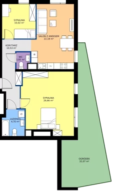4 pokoje, mieszkanie 75,90 m², parter, oferta nr M2007, Osiedle Ozon - Etap VIII, Kraków, Prądnik Biały, Górka Narodowa, ul. Stefana Banacha/ul. Fryderyka Schillinga