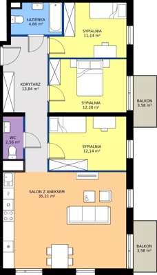 4 pokoje, mieszkanie 91,83 m², piętro 2, oferta nr M2018, Osiedle Ozon - Etap VIII, Kraków, Prądnik Biały, Górka Narodowa, ul. Stefana Banacha/ul. Fryderyka Schillinga