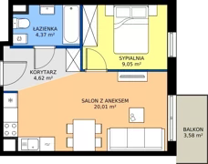 2 pokoje, mieszkanie 38,05 m², piętro 2, oferta nr M2017, Osiedle Ozon - Etap VIII, Kraków, Prądnik Biały, Górka Narodowa, ul. Stefana Banacha/ul. Fryderyka Schillinga