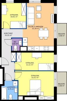4 pokoje, mieszkanie 75,93 m², piętro 5, oferta nr M2047, Osiedle Ozon - Etap VIII, Kraków, Prądnik Biały, Górka Narodowa, ul. Stefana Banacha/ul. Fryderyka Schillinga